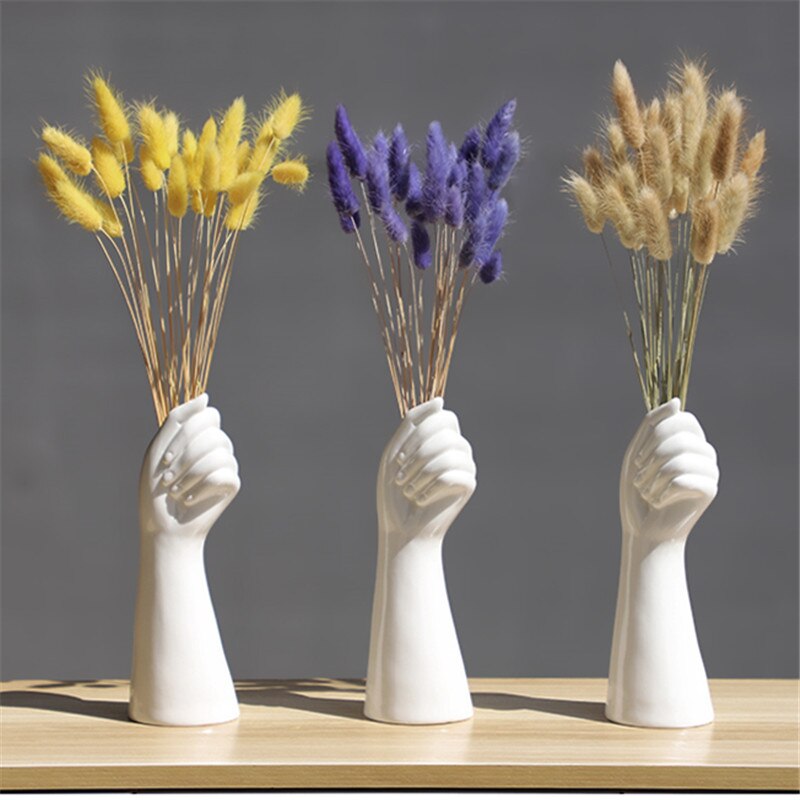 Nordic Stijl Een Hand Vaas Bloemen Modern Home Office Decor Van Creatieve Bloemen Samenstelling Woonkamer Ornament Keramiek Vaas