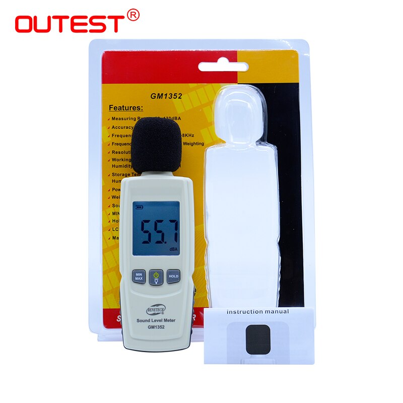 GM1352 Digital sound level meter noise tester 30-130dB in decibels LCD screen With backlight Accuracy up to 1.5dB