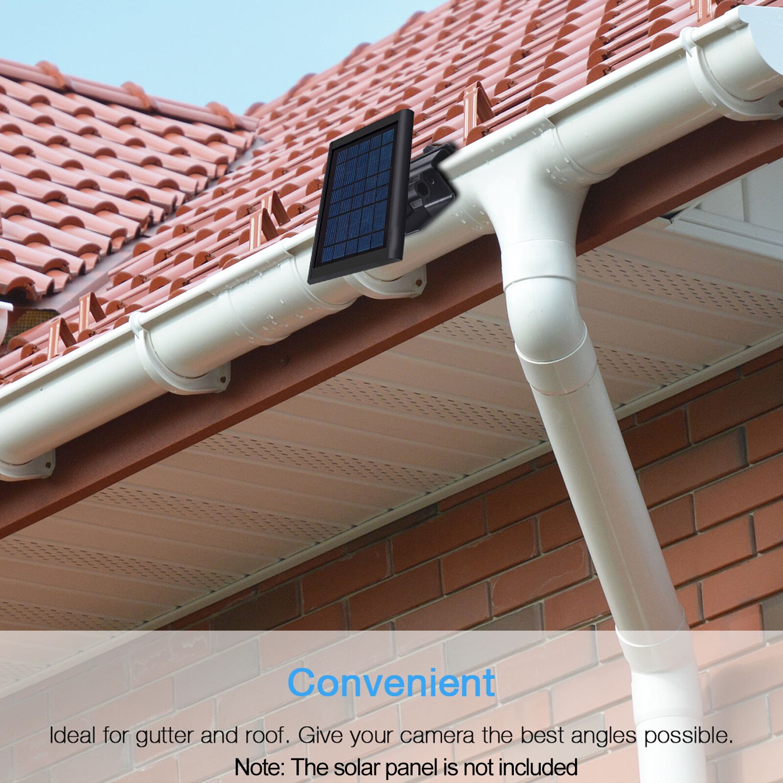 Gutter Mount Holder for Ring Solar Panel Outdoor 360 ° Rotating Viewing Angle Wall Mount