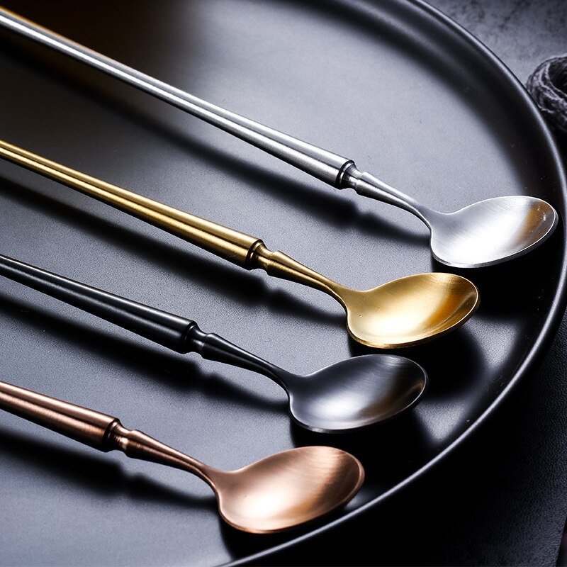304 Stainless Steel Mixing Spoon Bar Spoon High-end Small Waist Shape Long Handle Ice Spoon Kitchen Gadget