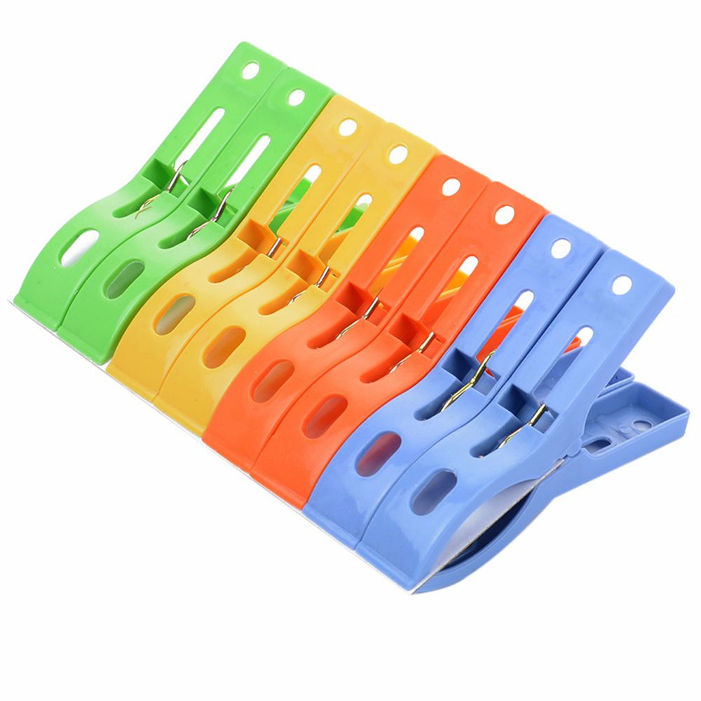8 stuks Plastic Wasserette Kleur Kleding Strandlaken clip Pins Hangers Lente Klem Afmetingen droogrekken Clips