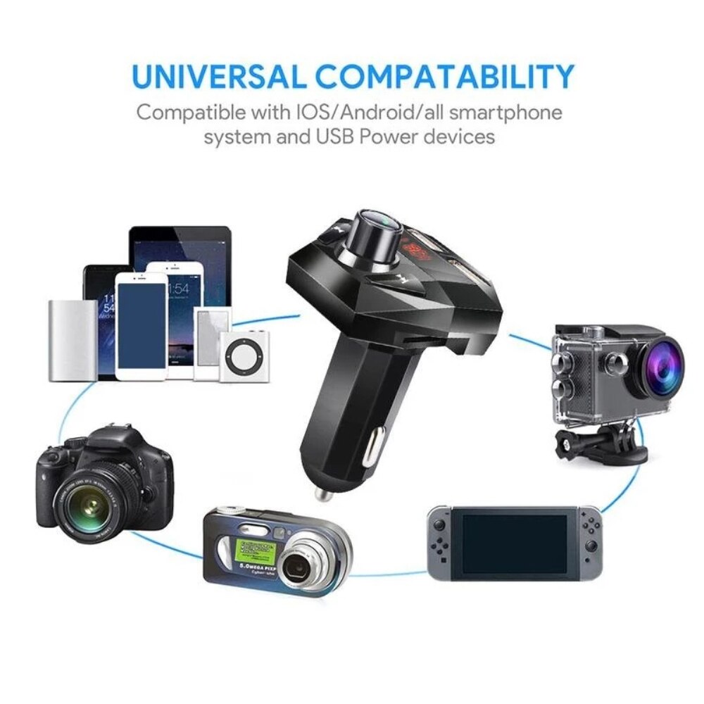 Car Bluetooth 5.0 Fm Transmitter Mp3 Player Fm Transmitter TF/U Support Fast Dual Receiver 3.1A Audio USB Handsfree Disk