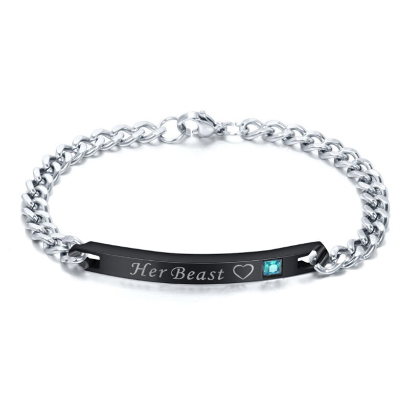 Modyle sa reine son roi noir couleur or Rose femmes hommes chaîne cristal Couple Bracelet pour hommes directe: 83029
