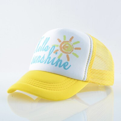 Tqmsmy Hello Sunshine Kinderen Zonnehoed Koele Jongen Baseball Hoed Cap Meisje Trucker Hoeden Kind Snapback Hoeden Kids Caps TMA40: YELLOW