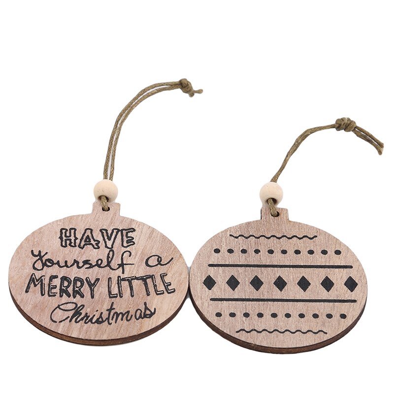 12pcs/Bag Wooden Hollow Out Christmas Snowflake Pendant Tree Decorations Xmas Angel Elk Star Wood Ornaments: D