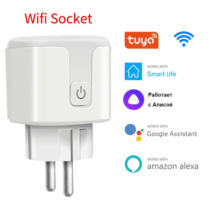 smart støpsel wifi / zigbee stikkontakt  eu 16a strømmonitor timing til tuya smartlife app kontroll arbeid med alexa google hjem alice: Wifi -kontakt