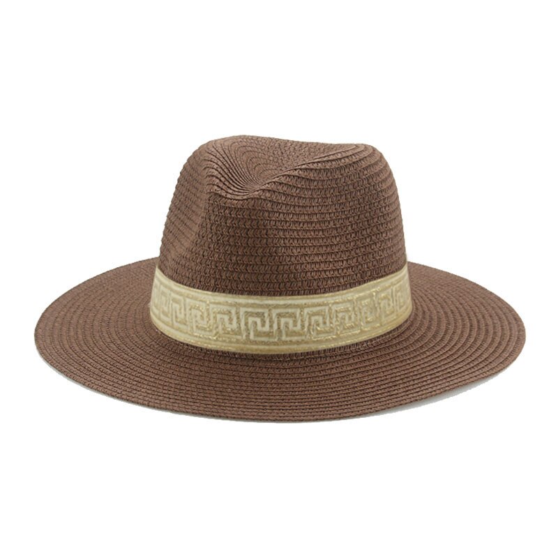 Cappelli per donna cappello a secchiello cappello estivo da donna cappello da sole solido cappelli di paglia fascia cappelli da spiaggia Casual per uomo cappello estivo Sombreros De Mujer: coffee