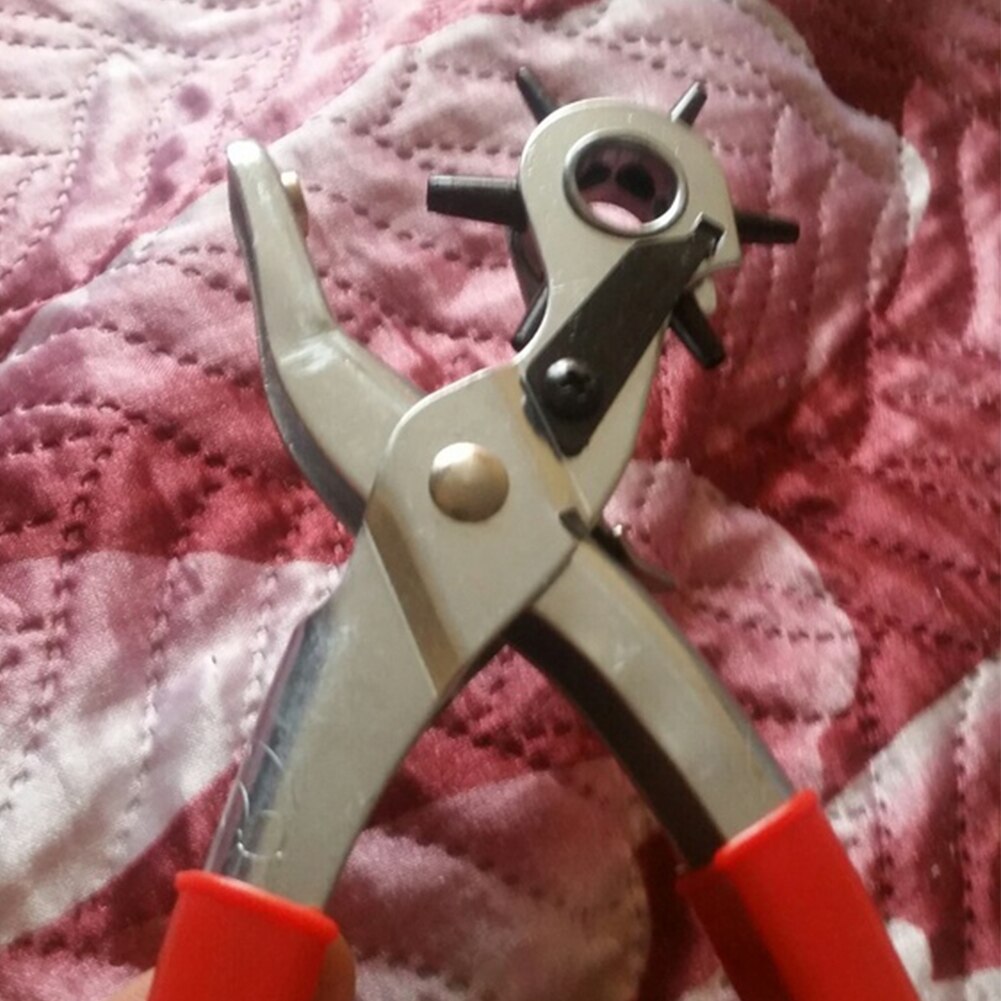 Punching Pliers 6 In 1 Puncher 9inch Carbon Steel Plastic Handle Leather Belt Hole Punch Repair Tool