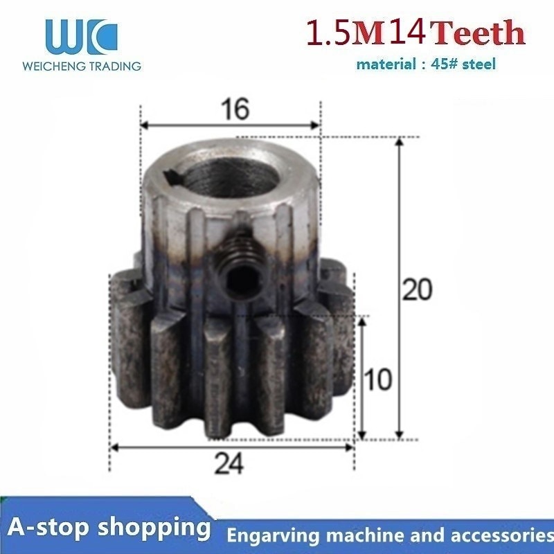 1pcs Spur Gear pinion 1.5M 14T 1.5 mod gear rack 14 teeth bore 6/8/10mm 45 steel cnc rack pinion