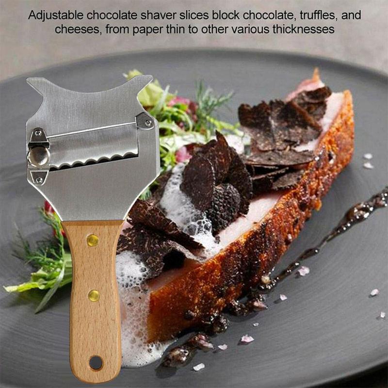 Coupe-truffe avec manche en bois et acier, couteau ondulé, gadget lame de cuisine en bois de rose D8K2