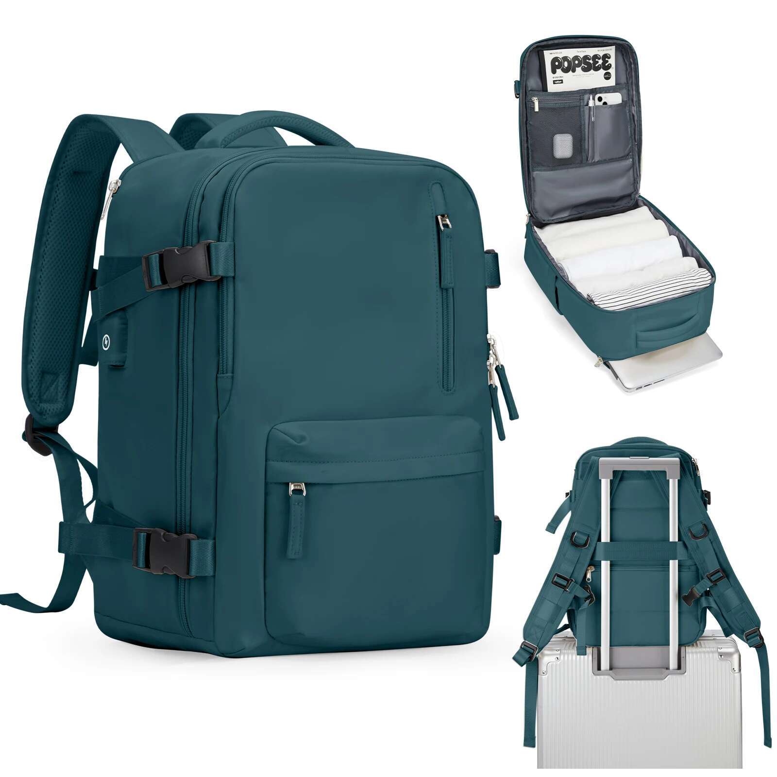 Damkabinresebärbar dator med stor kapacitet easyjet handbagage 45 x 36 x 20 ryggsäck ryanair 40 x 20 x 25 vattentät väska bagage: 16 tum / Blå