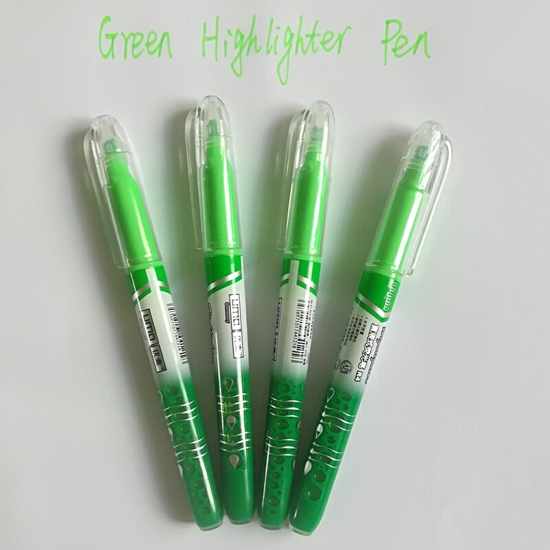 Stationery 4Pcs/set Highlighters Refillable Pastel Highlighter Pen Fluorescence Markers For Journaling School Office Supplies: 4 pcs Green