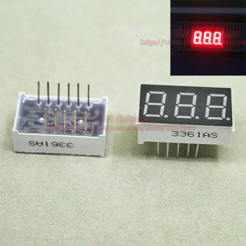 200pcs LED Display 0.36 Inch 11 Pins 3 Digits Bits 7 Segment Red LED Display Share Common Cathode Digital Display 3631AR