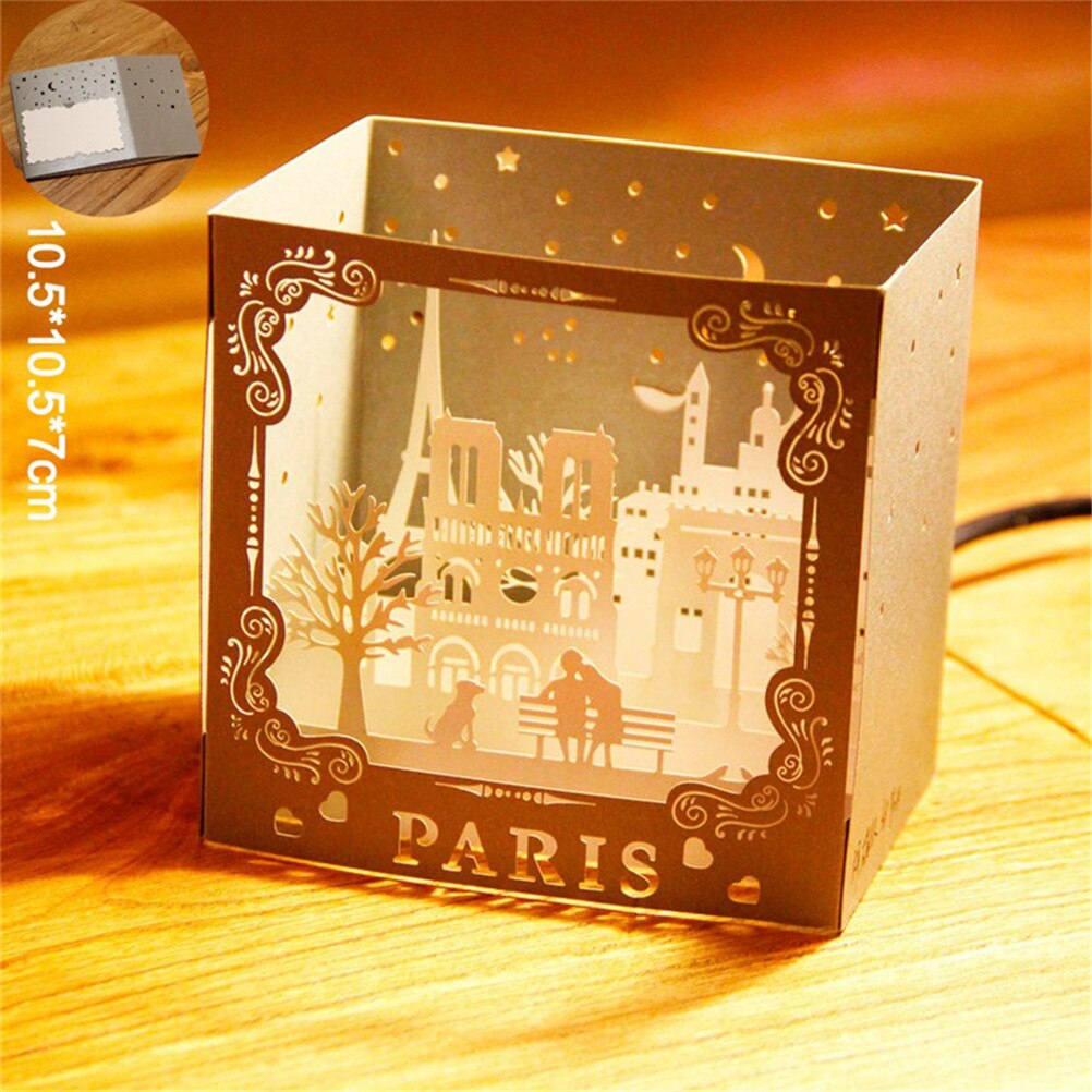 Célèbre ville nuit vue 3D Pop up à la main Paris cartes postales Vintage voeux cartes d'amour papier à gratter