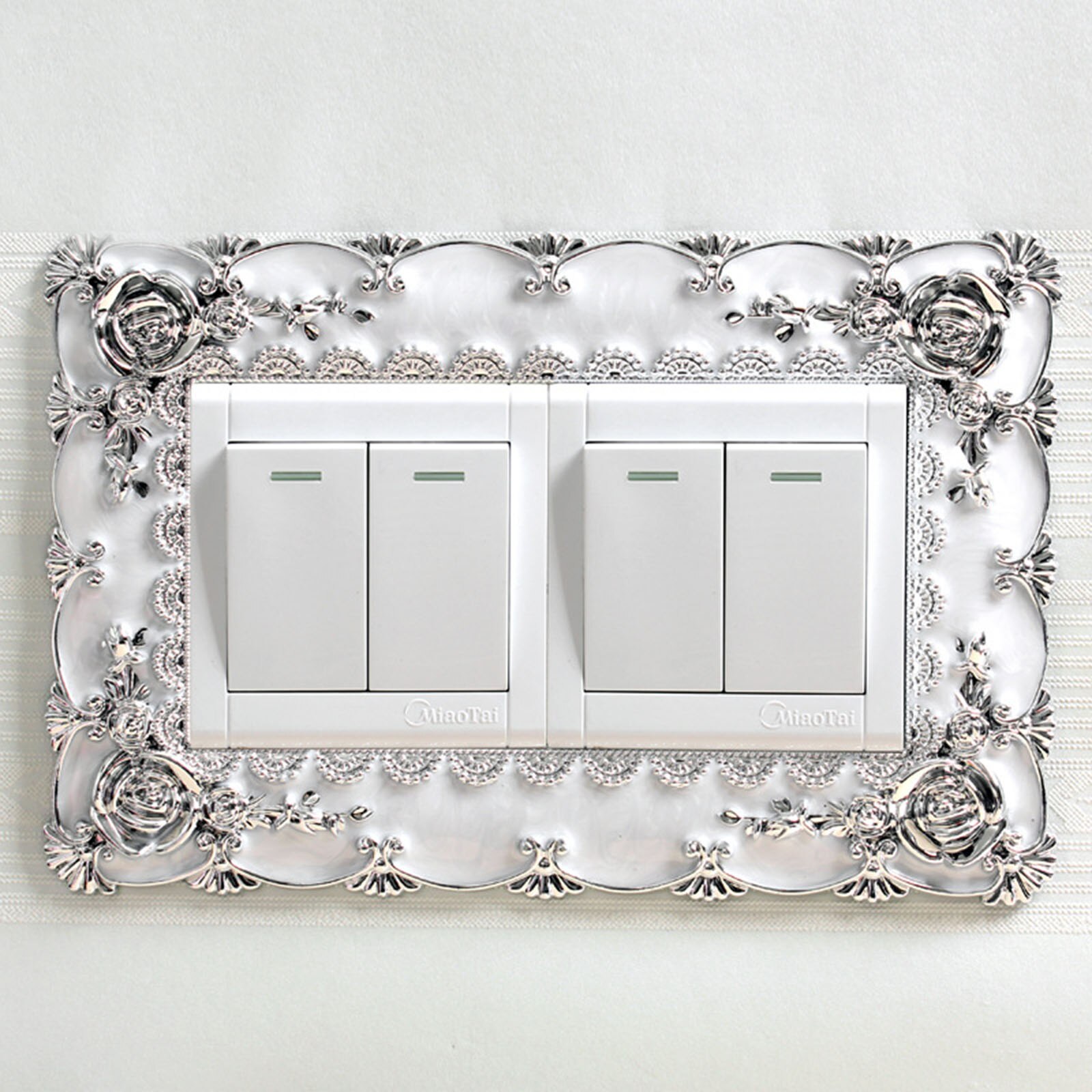 18 Stijlen Europese Stijl Draagbare Socket Decals Schakelaar Luxe Vierkante Kant Lichtschakelaar Cover Pastel Home Decor 1 Stuk: 6