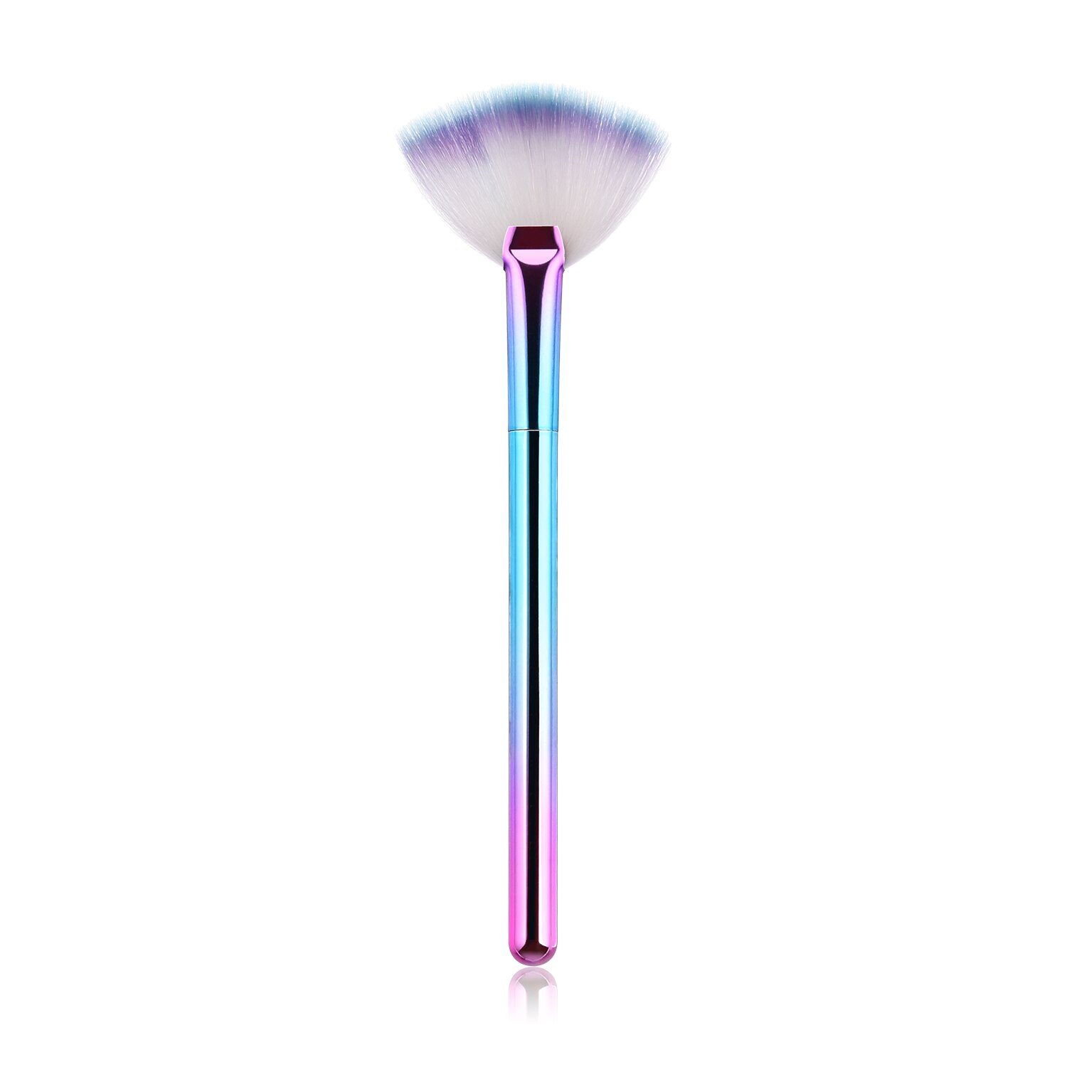 Brocha para maquillaje, manija de plástico de nailon, brocha para base de maquillaje en forma de ventilador, brocha para cejas, pincel cosmético para labios, herramientas: Rainbow