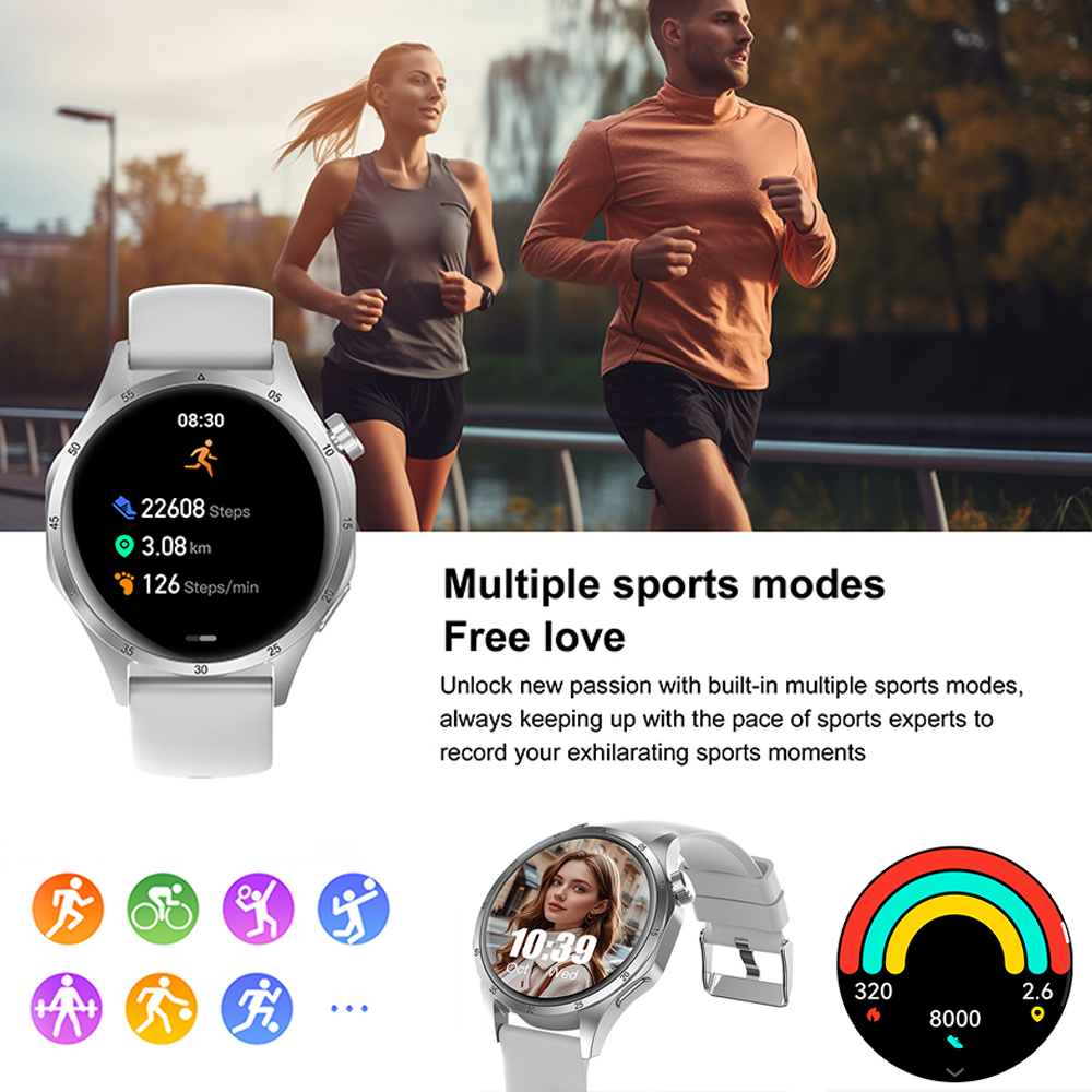 Orologio intelligente militare da uomo regalo display AMOLED messaggio push cardiofrequenzimetro salute sport all'aria aperta impermeabile chiamata BT Smartwatch