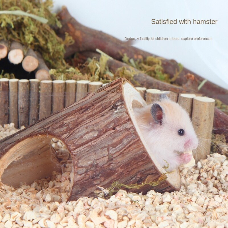 Hamster Log Tunnel Toy Golden Bear Molar Supplies Natural Bark Landscaping Supplies Small Pet Accessories Escape route
