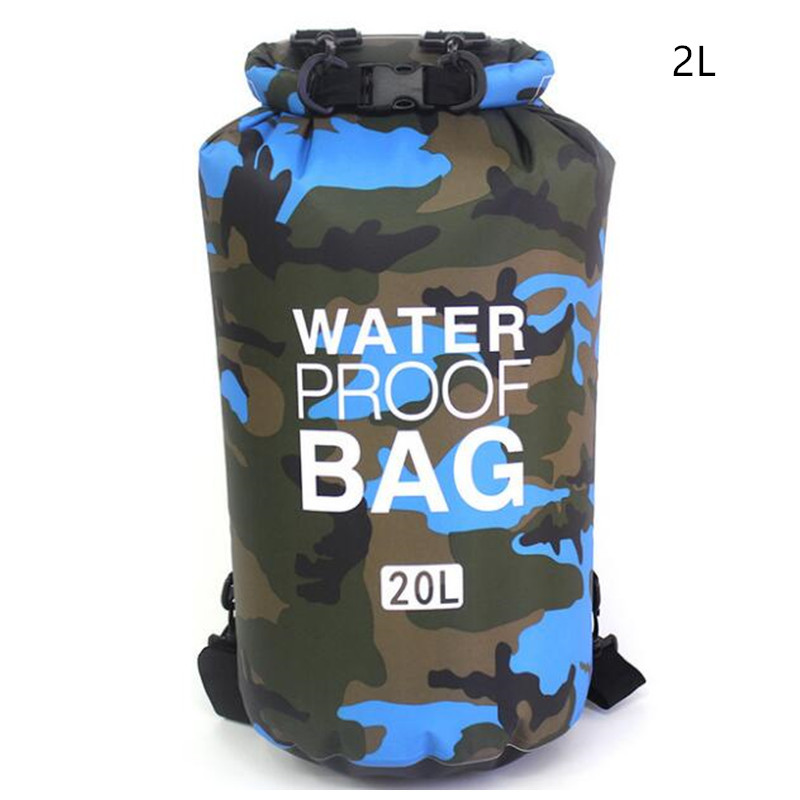 Waterproof Swimming Bag Storage Dry Sack Bag For Canoe Kayak Rafting Outdoor Sport Swimming Bags Travel Kit Backpack: light blue 2L