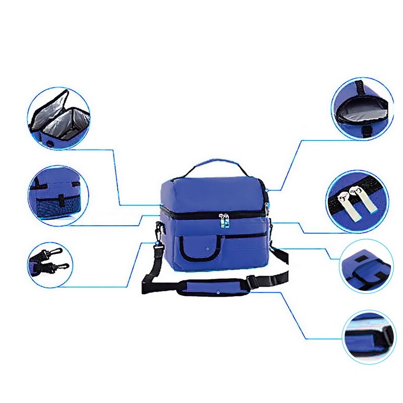 Adisputent dubbeldeks lunchtas thermische isolatie tas waterdichte lunchtas die voedsel vers houdt multifunctionele picknickkoffer