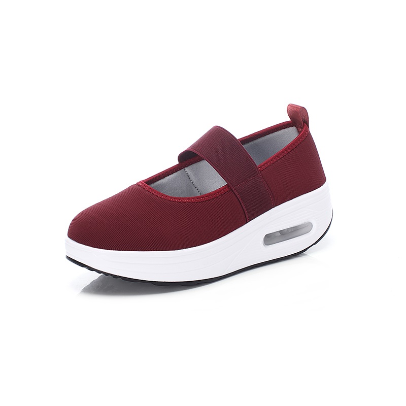 Minika Women Toning Shoes Height Increasing Fitness Swing Shoes Female Platform Hook & Loop Slimming Shoes Air Sports Sneakers: Red / 7
