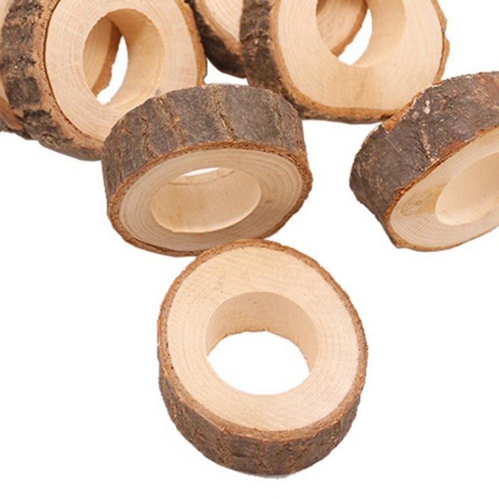 Servilleteros de cuentas de madera Natural para bodas, decoración creativa de Mesa para el hogar, de cumpleaños, Bar, 10 piezas