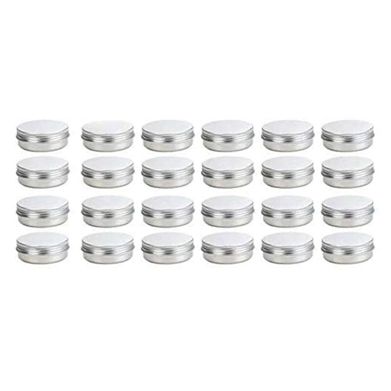 LBER 35Pcs 2 Oz Food Tins Aluminum Storage Cans Screw Top Round Steel Tins Cans with Screw Lid Screw Lid Containers