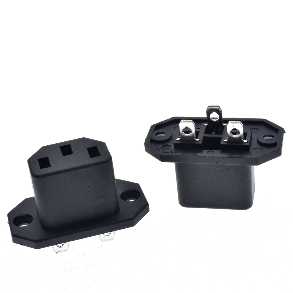 IEC 60320 C13 Power Socket outlet Side Flange and Screw on Mounting solder terminal