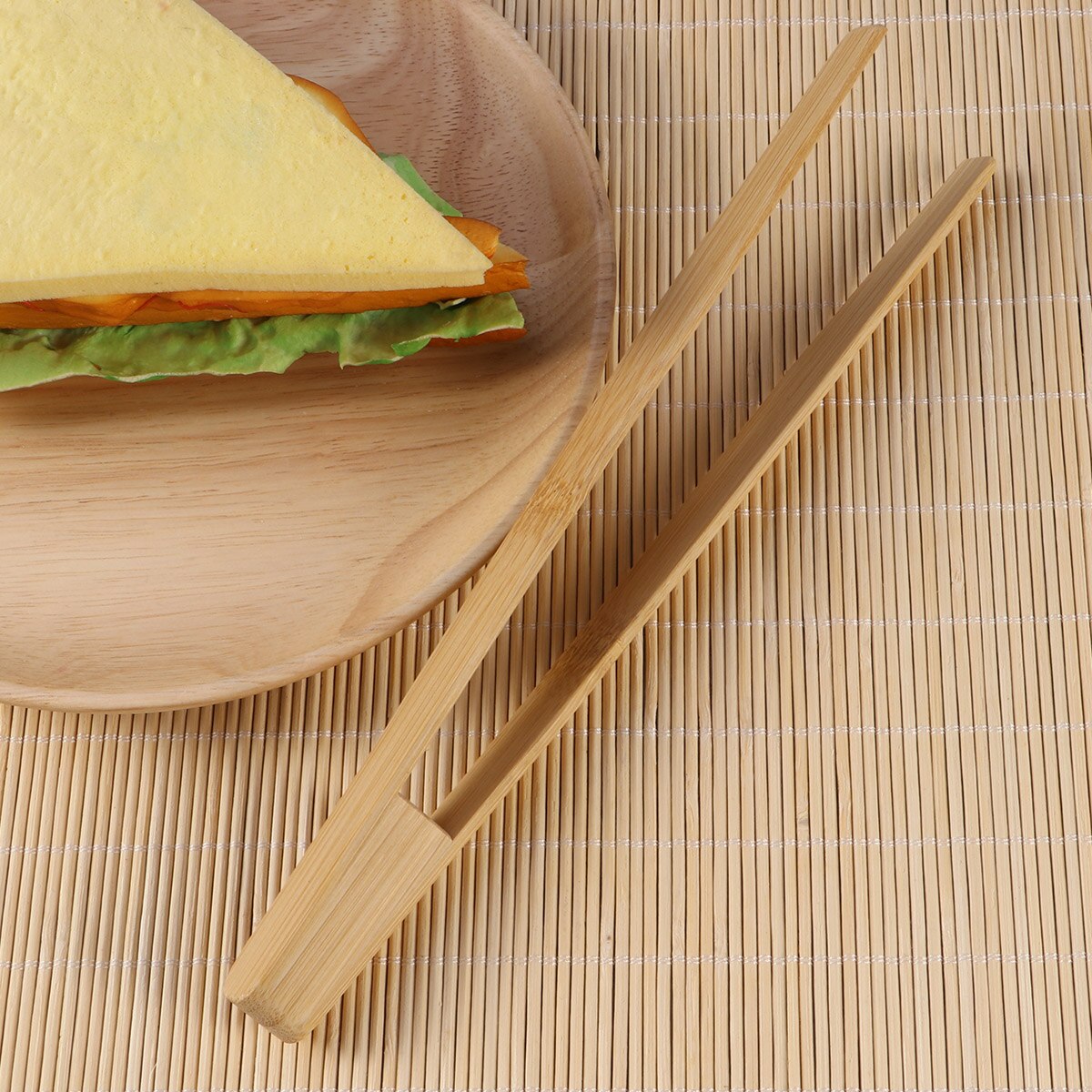 Bamboo Toaster Kitchen Tongs Long Easy Grip Toaster Serving Tongs for Cooking Toast Bread Barbecue Grilling Baking Frying