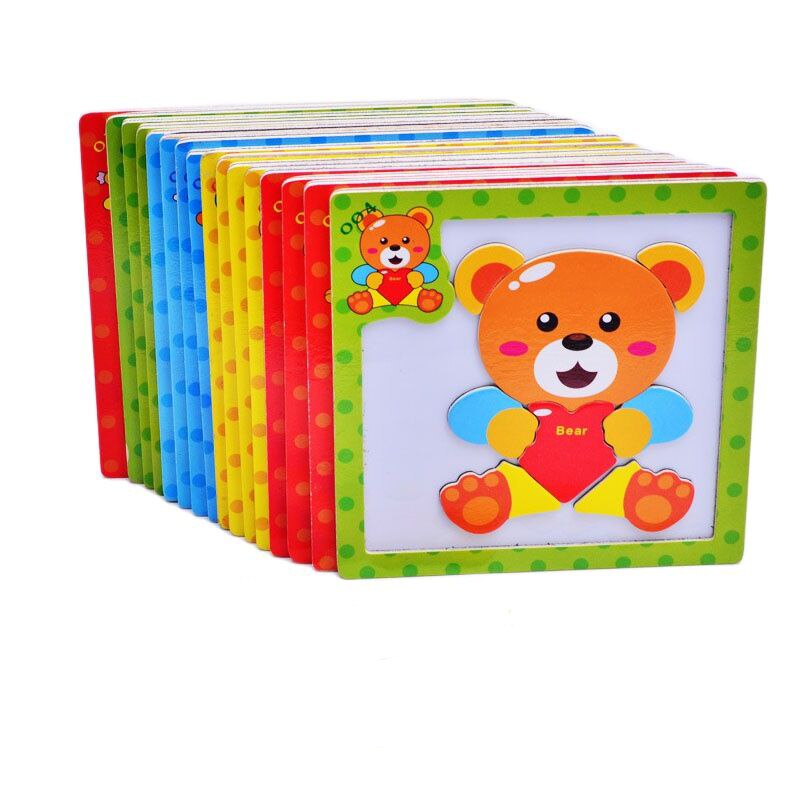 24 styles Baby Toys 3D Magnetic Puzzles Wooden Animals Puzzles Tangram Tiger/Bear/Frog Educational Toys for Kids