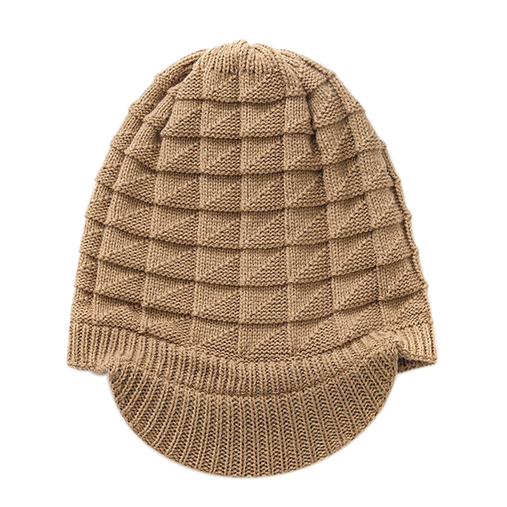 Bonnet avec visière pour femme, casquette ample et chaude, couleur unie, style décontracté, pour l&#39;hiver: beige