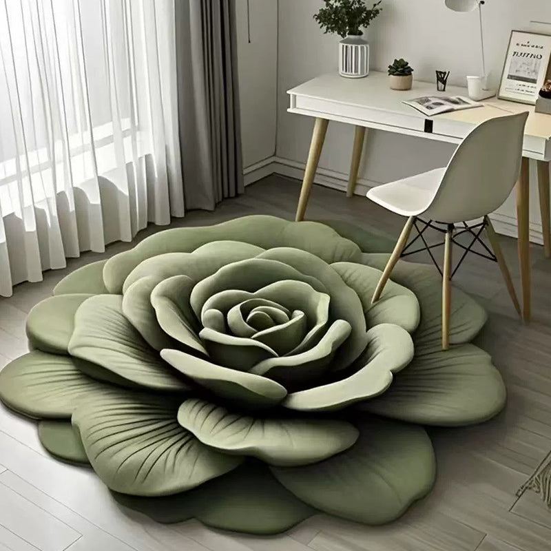 3D Fresh Flower Pattern Door Mats Alien Dirt-resistant Floral Plush & Diatomaceous Earth Floor Mat Bathroom Absorbent Anti-slip: 50x80+50x160cm / Light Grey
