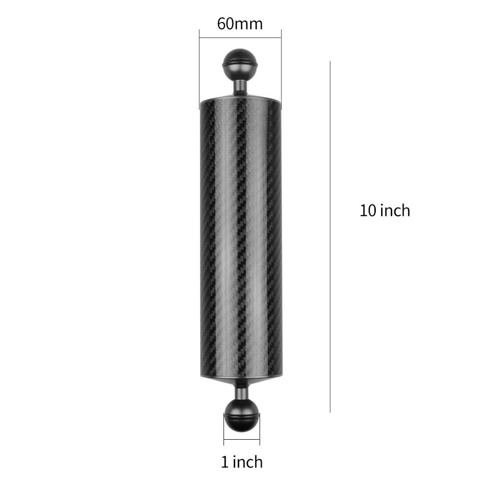 Carbon Fiber Float Buoyancy Diving Housing Aquatic Arm Extended Bracket Dual Ball Floating Arm Mount Camera Underwater Tray Kit: D60mm 10inch