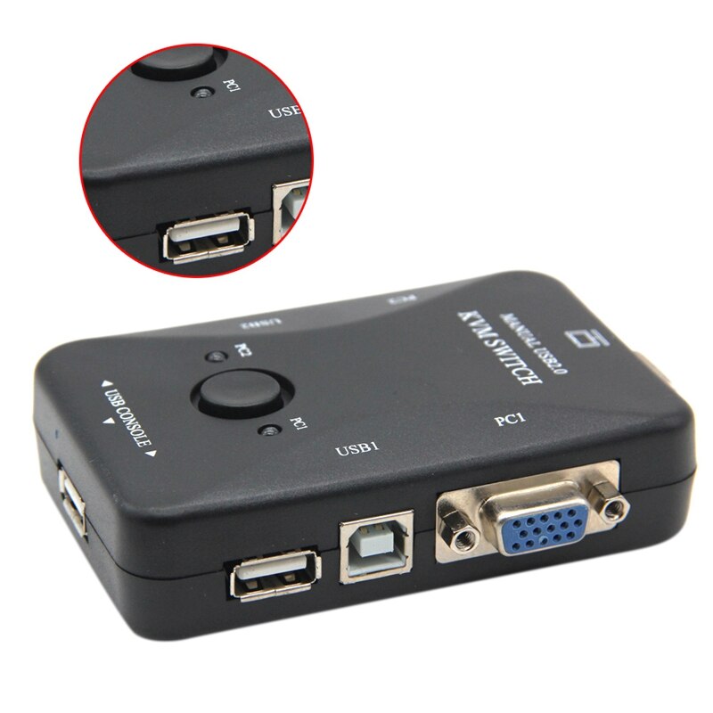 Usb Kvm Switch Switcher 2 Port Vga Svga Switch Box Usb 2.0 Mouse Keyboard 1920X1440 Switch Box