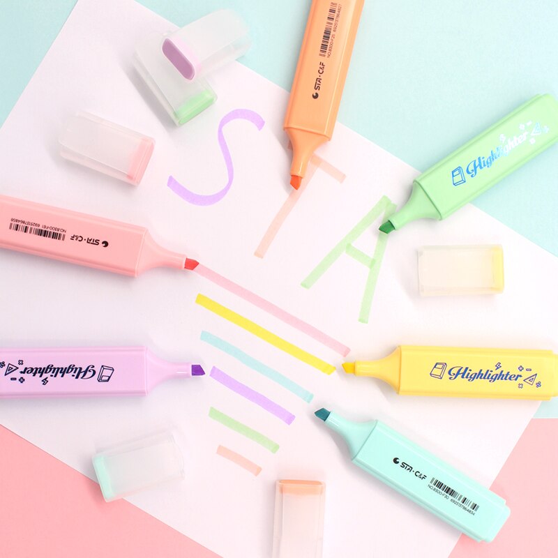 Sta highlighter serie pastel tusch tegne- og malepen i forskellige livlige farver og former