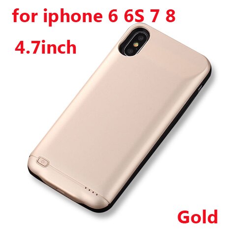 10000mAh Battery Charger Case For iphone 6 6s 7 8 Plus Power Bank Charging Case For iphone X XS Max XR 6 s power bank Case: i6 i6s i7 i8 Gold