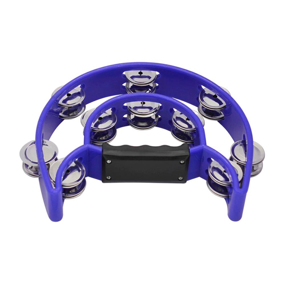 Blue Rattle Jingle Bell Percussion Instrument for KTV Party Hand Tambourine Double Row Cymbals Musical Educational Toys