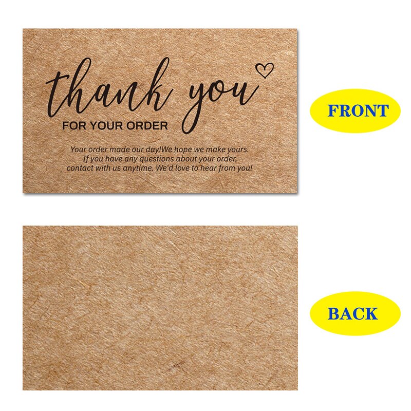 30pcs/bag Thank You for Your Order Cards 3D Kraft Paper Thanks Greeting Card Appreciation Cardstock for Small Business Sellers