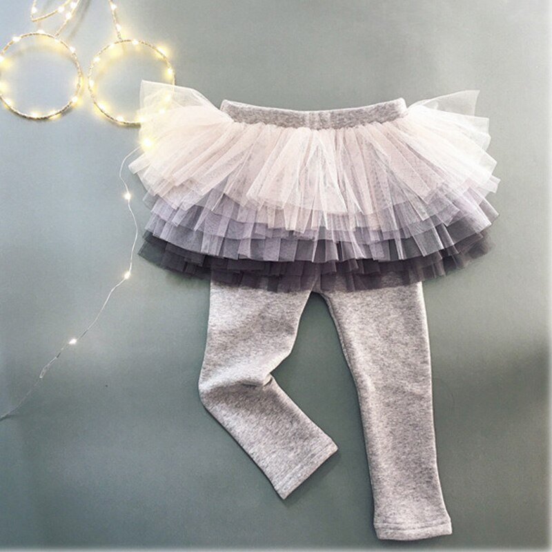 Humor Beer Katoenen Baby Meisjes Leggingstoddler Gradient Mesh Culottes Broek Ballet Broek Voor Kinderen Winter Warme Comfortabele: BZ854 grey / 5T