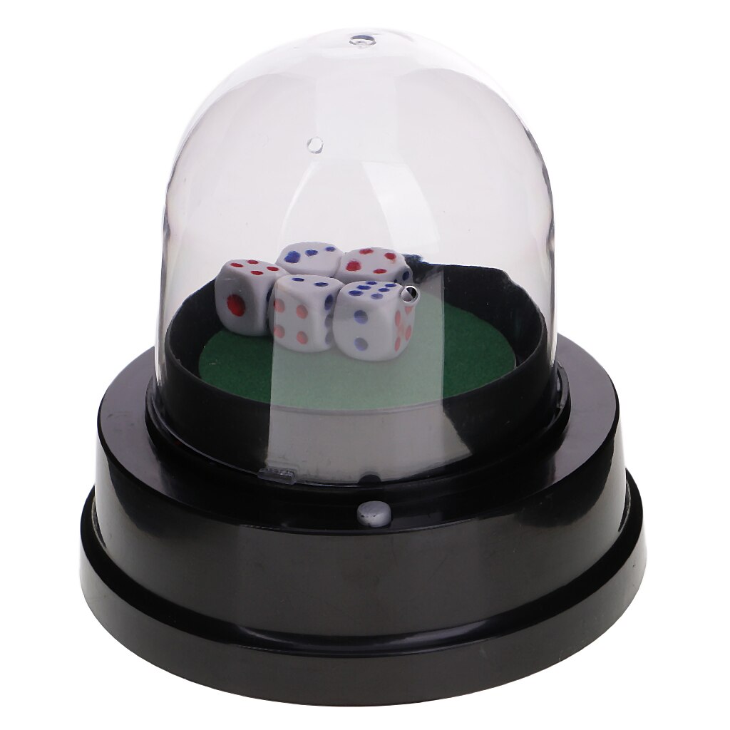Tasse à dés électrique avec Base en feutre avec 5 dés pour jeux de Bar, Casino, fête, noir