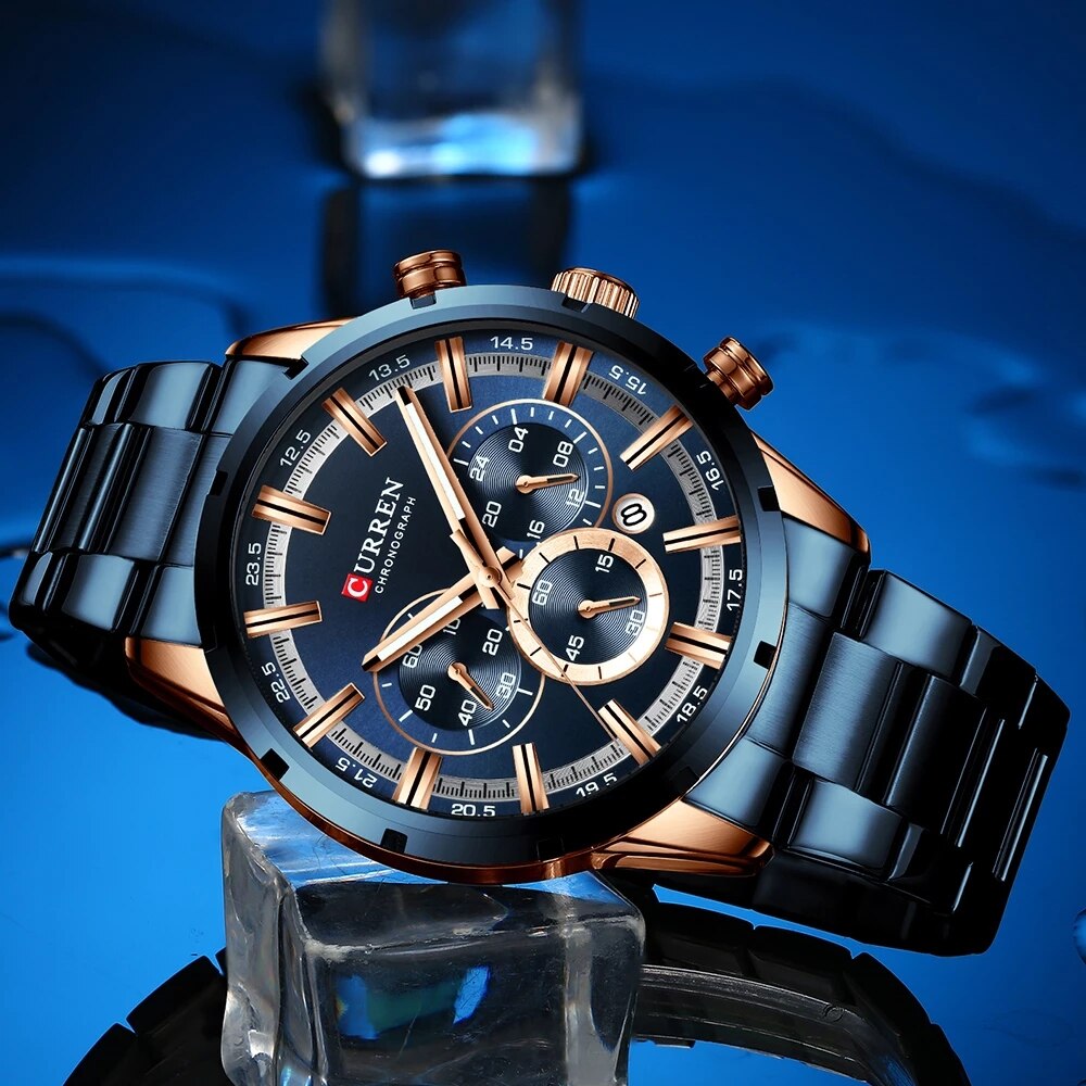 Curren Heren Horloges Met Rvs Top Luxe Sport Chronograaf Quartz Horloge Mannen Relogio Masculino