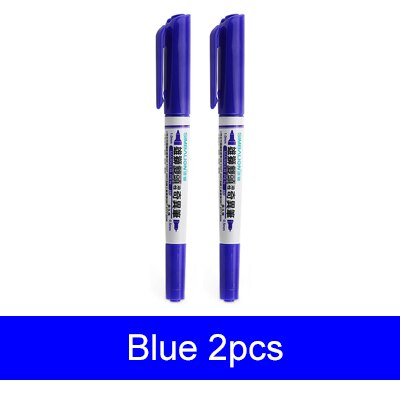 Lifemaster simbalion twin tuschpen 0.5mm/1.0mm 2 stk / lot alkohol base blækmærke på alt cd / træ / metal / glas / keramik 685: Blå