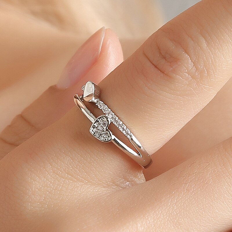 Heart Rings for Women Adjustable Unique Simple Bijoux Love Wedding Jewelry Female Ring Girl Anel Anillos Accessories