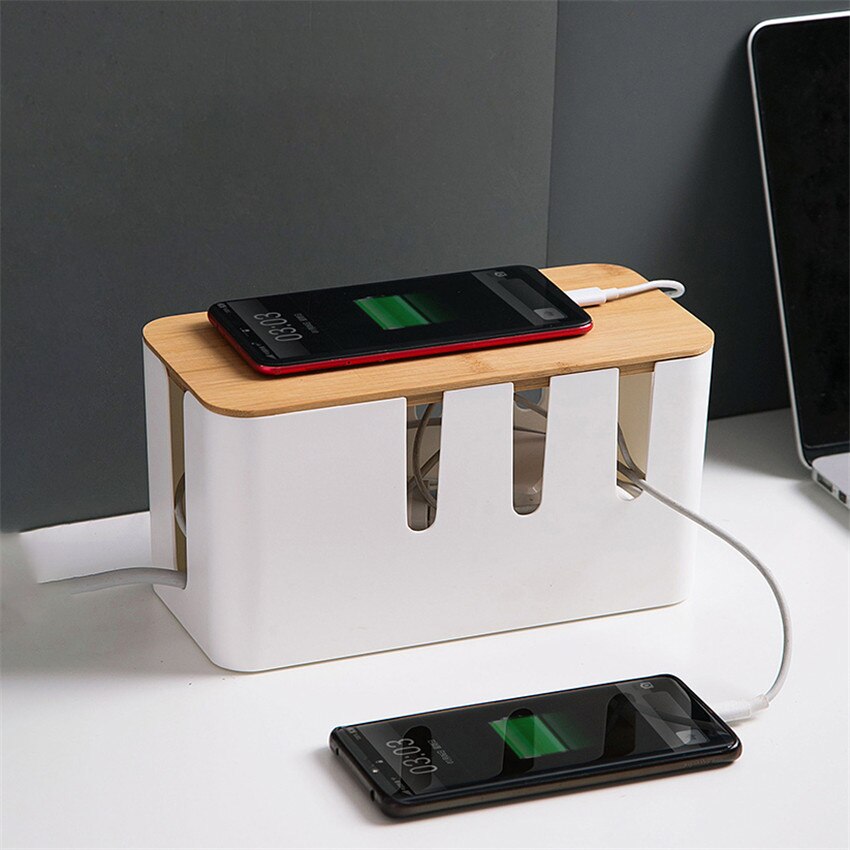 Caja de almacenamiento de enchufes multifuncional, caja organizadora de cables USB para fuente de alimentación de escritorio, caja de almacenamiento de cables Hub para cargador