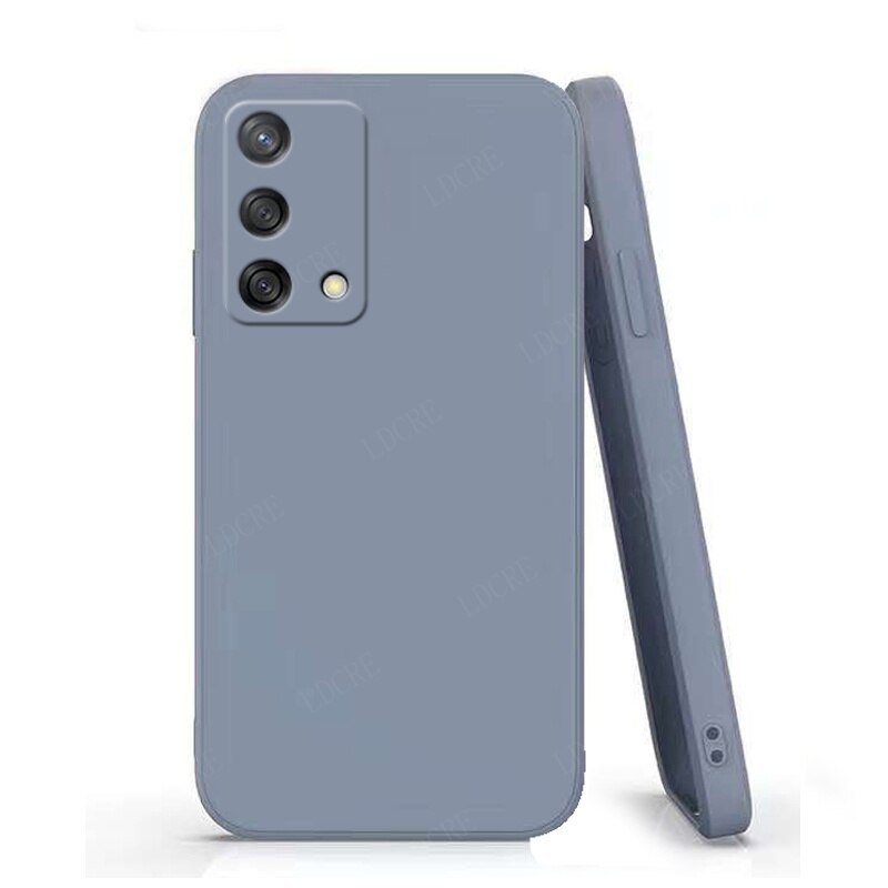 Para capa oppo reno 6 lite caso para reno 6 lite capas de silicone líquido luxo à prova de choque completa capa macia para reno 6 lite fundas: Lavender Grey