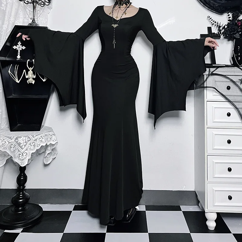 Robe d'Halloween Gothique à Manches Sulfpour Femme Taille Haute Esttique des An Nadula 90 Sexy Slim ix Club Nouvelle Collection 2