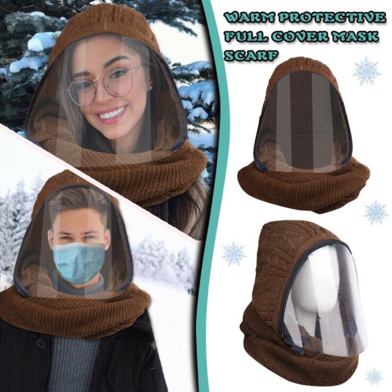 Mascarilla facial transparente con cremallera, máscara de invierno cálida