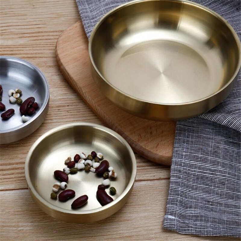 Kitchen Rice Container Picnic Use Tableware Plates Stainless Steel Seasoning Dish Plate Multipurpose Snack Saucers Round Sauce