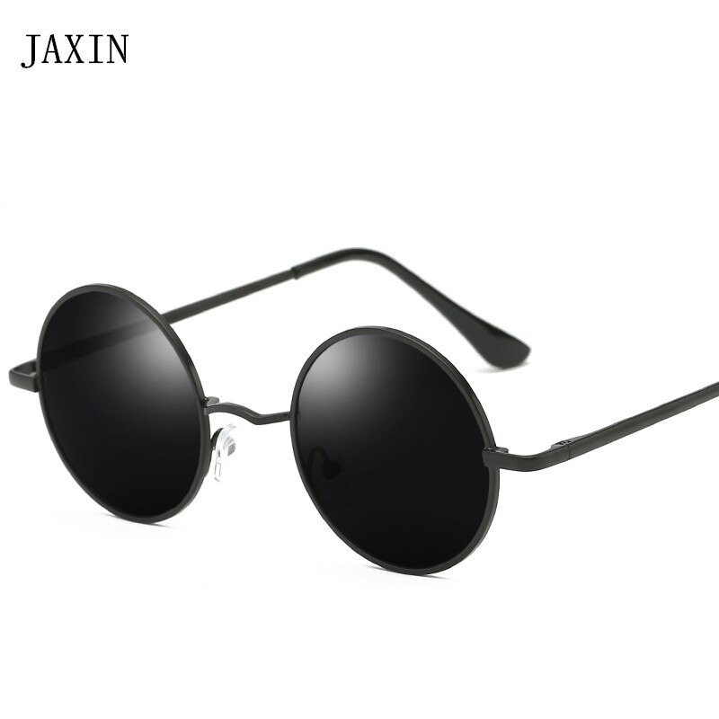 Jaxin retro runde solbriller mænd personlighed smukke sorte polariserede solbriller mr brand classic mirror  uv400: Sort