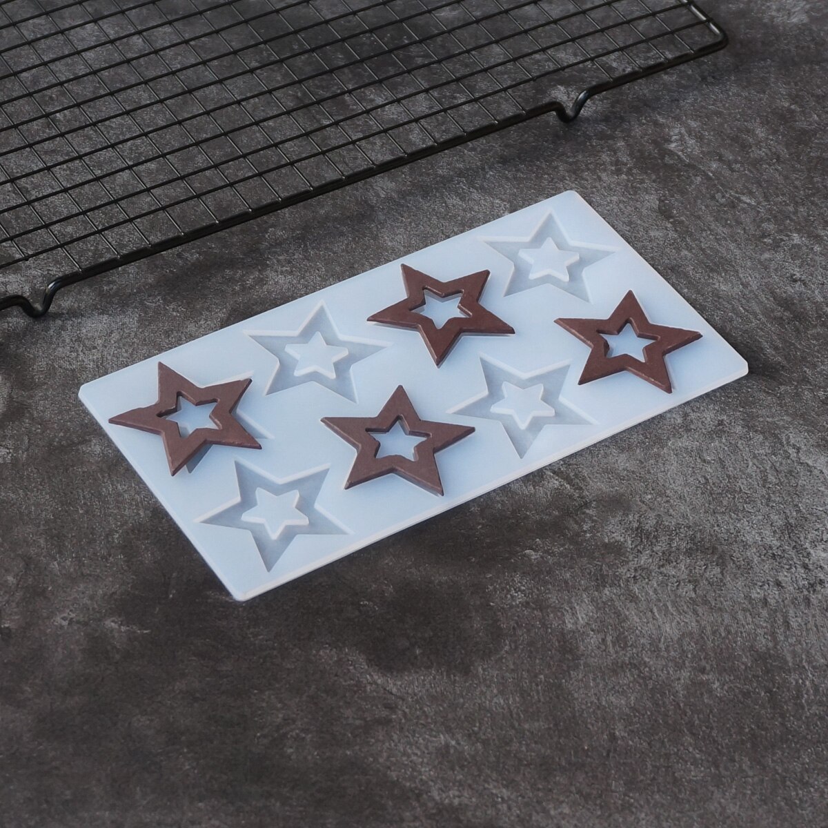 Star Shape Chocolate Stencil Mold Hollow Out Stars Transfer Sheet Cake Decorating Silicone Mould Baking Chablon